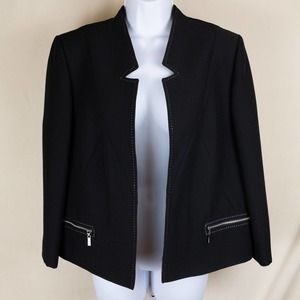 Tahari ASL Black Open Front Womens Blazer Jacket 12